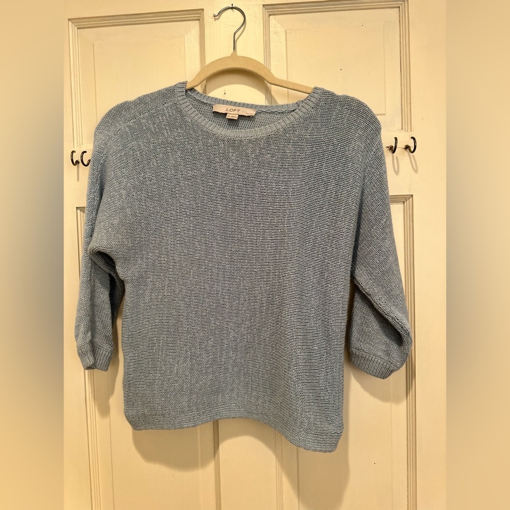 LOFT Powder Blue Scoop Neck Lightweight Sweater